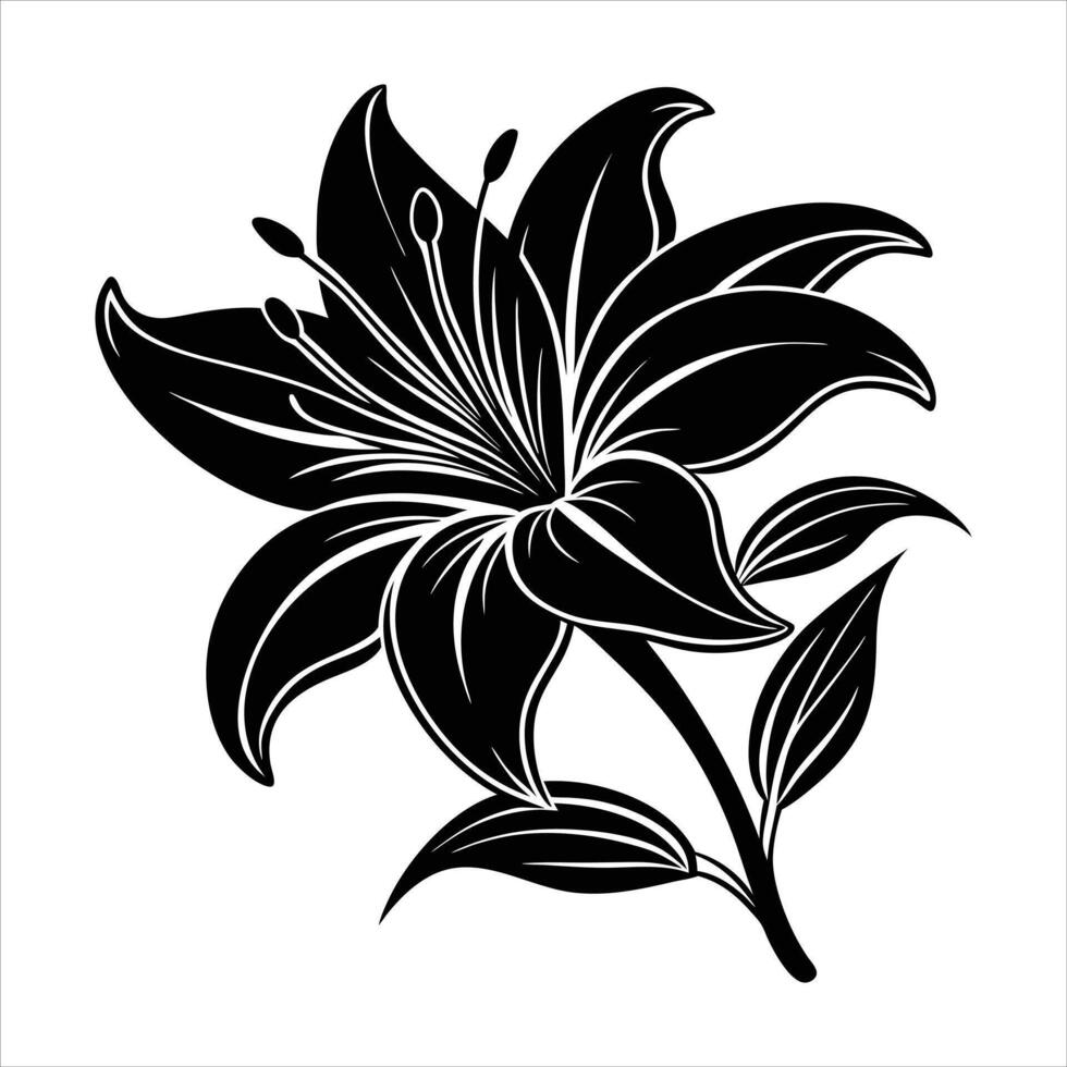 Lily Silhouette Minimalist. vector