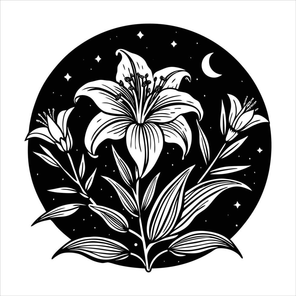 Moonlit Lily Field Free Moonlit Lily Field. vector