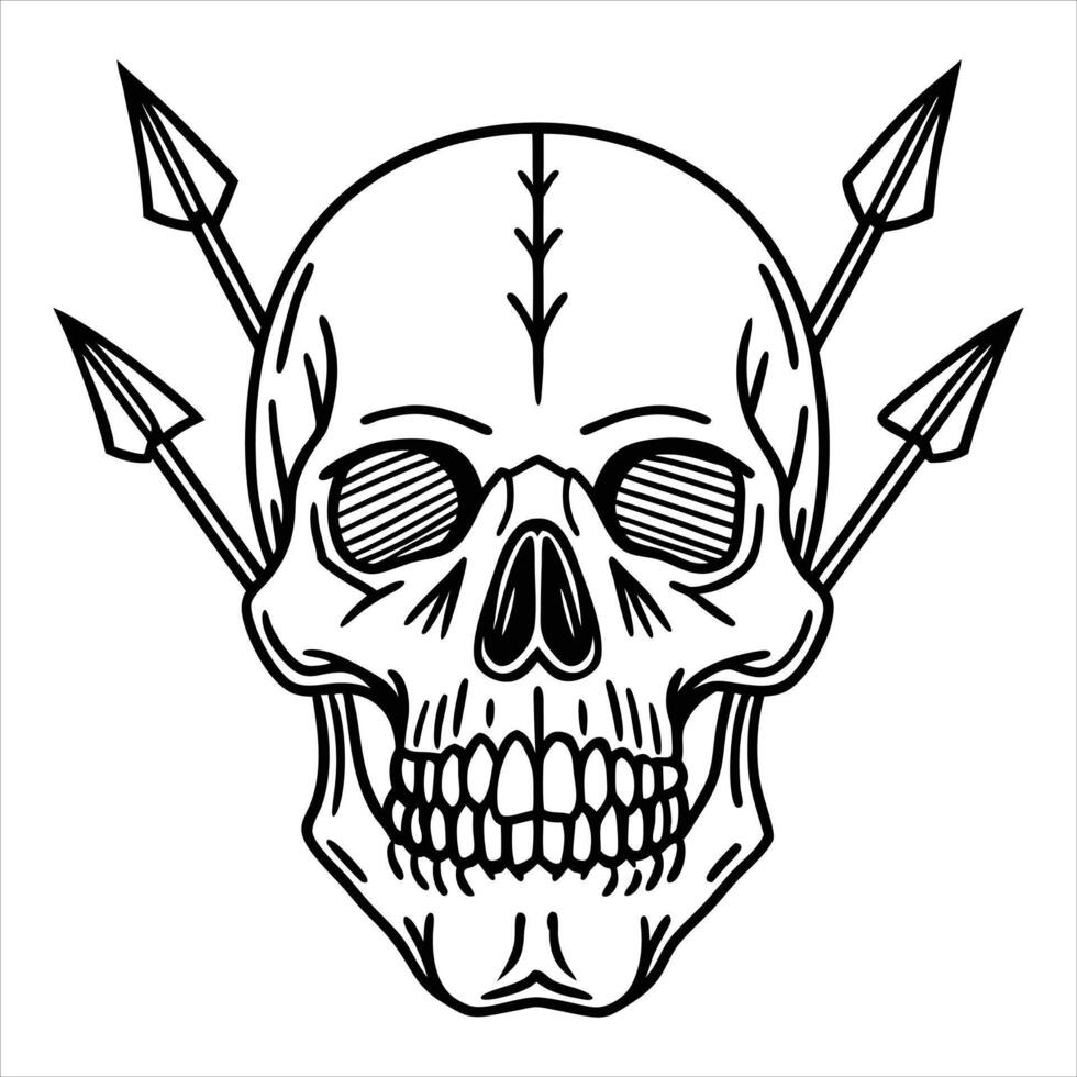 Skull with crossed arrows vector