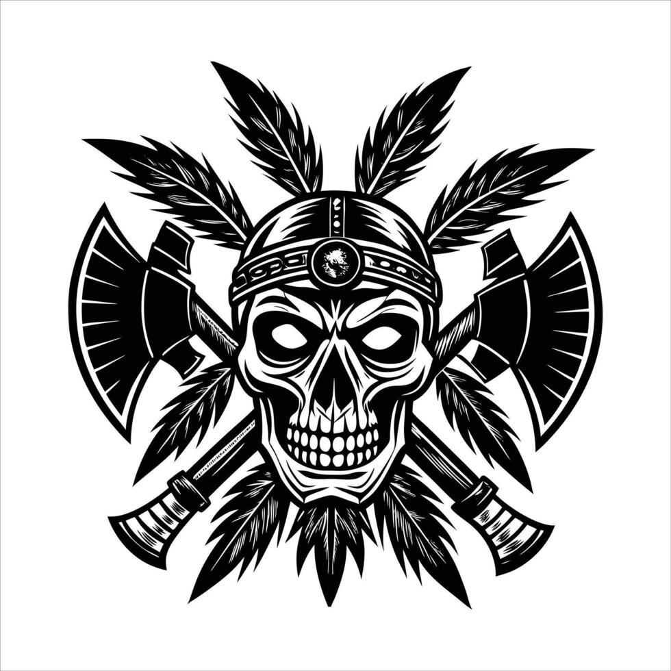 Apache Native American skull vector