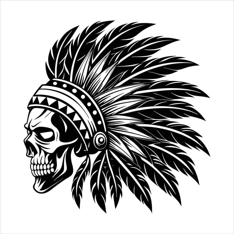 Indian Chief Tattoo Skull vector