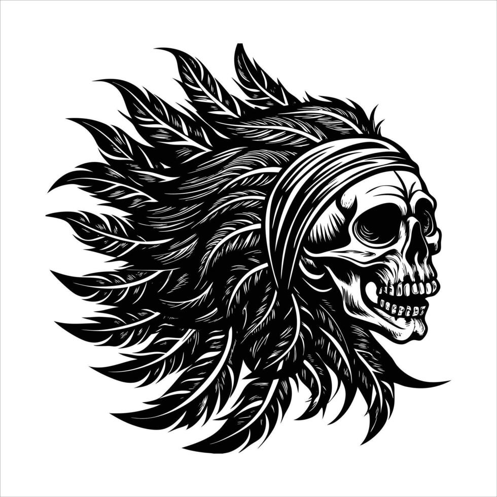 Feathered Indian Skulls vector