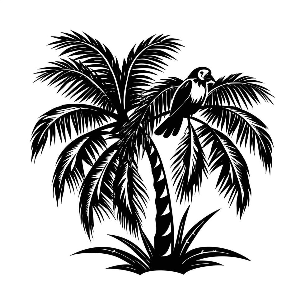 Coconut tree silhouette vector
