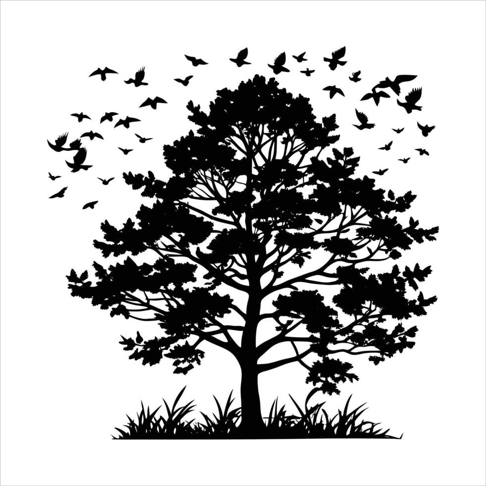 Flying Birds Tree vector