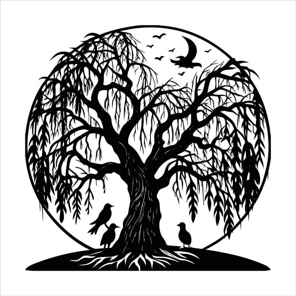Mysterious Willow Tree vector