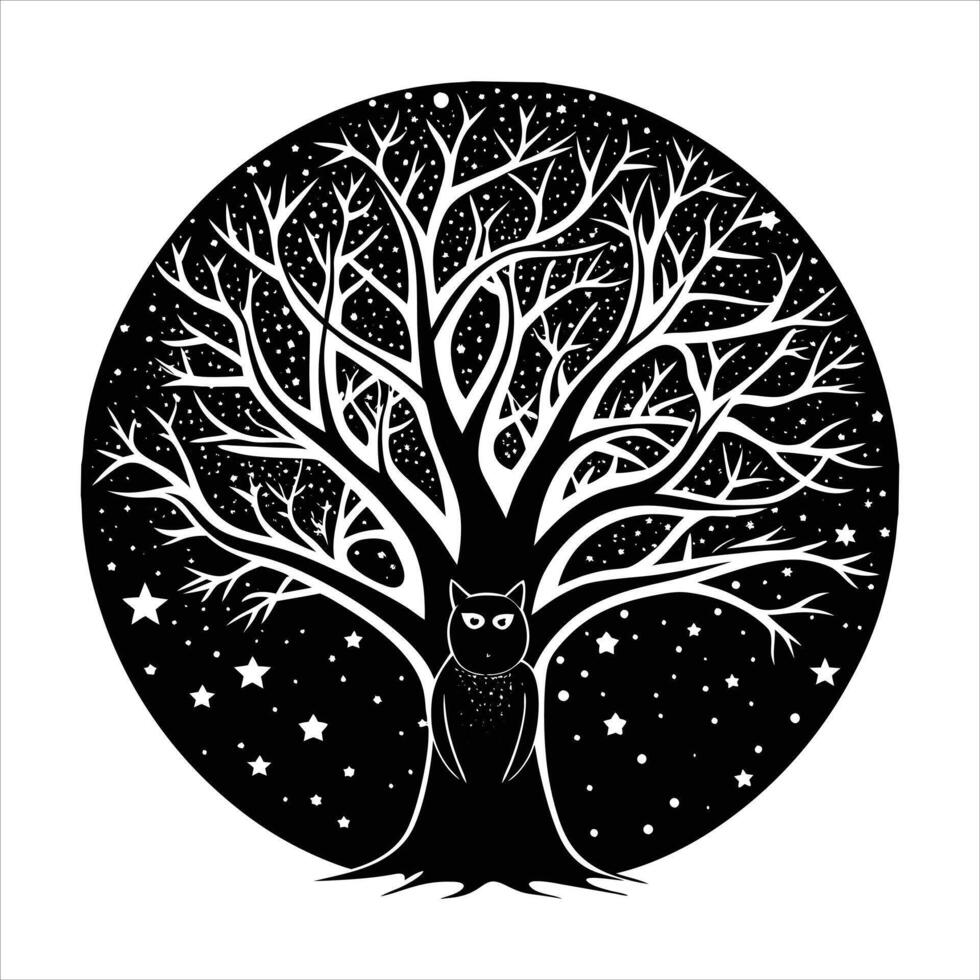 of a tree on the moon vector