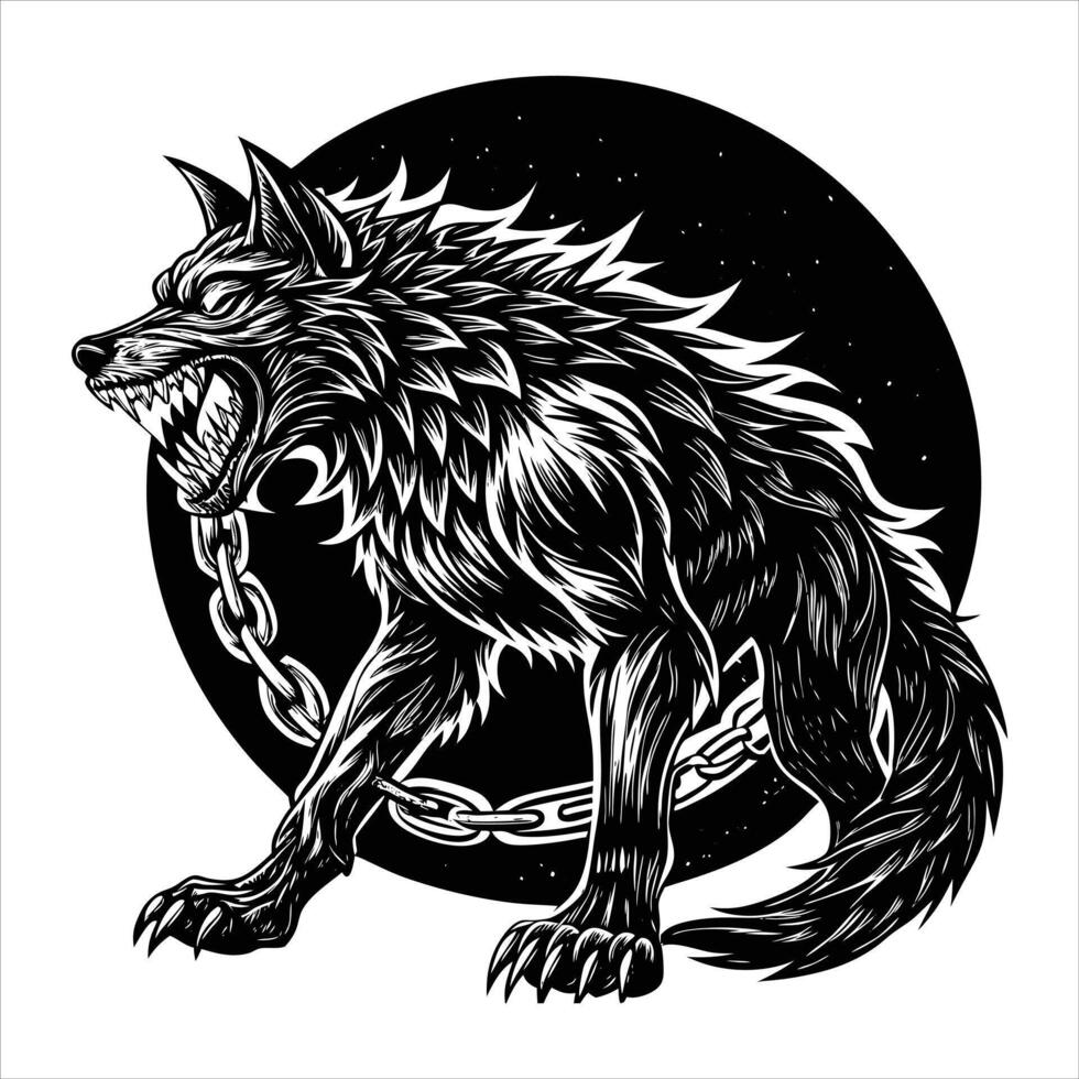 Fenrir Wolf Stock Illustrations vector