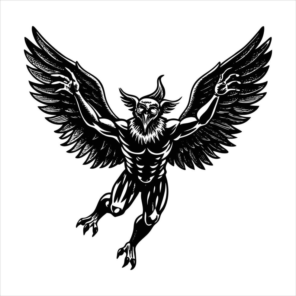 Flying Harpy Eagle Isolated on White vector
