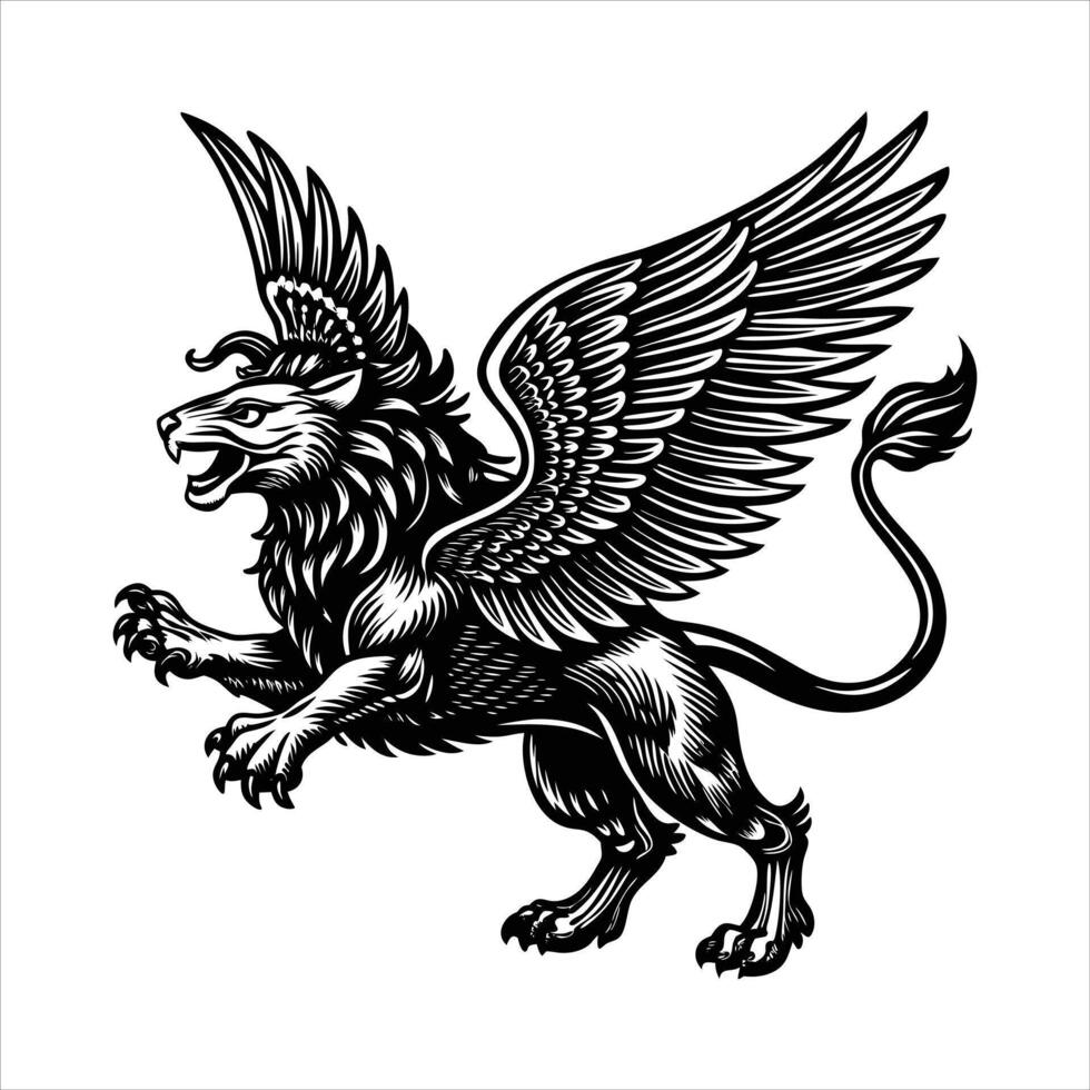 Mythical Griffin Perched vector
