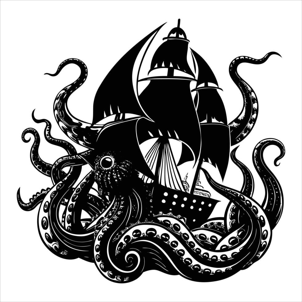 Kraken Octopus Squid Laser vector