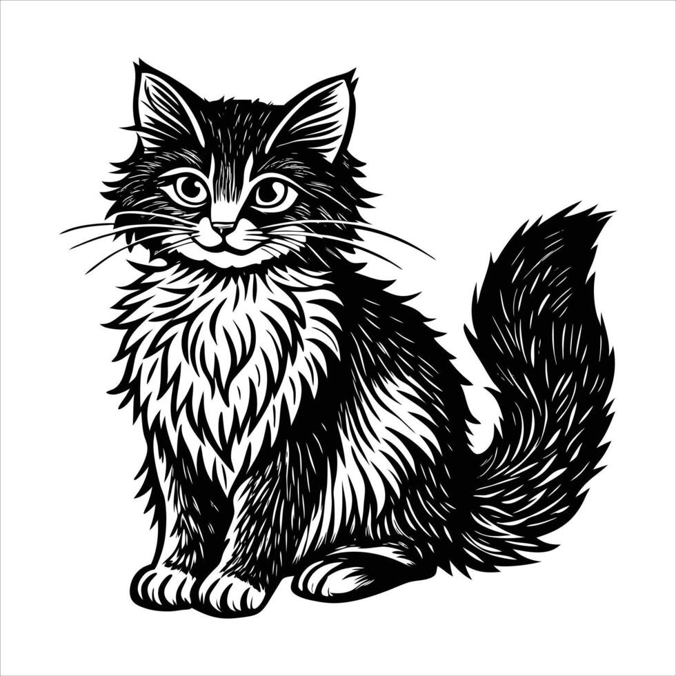 Kitten With Tail Wrapped vector