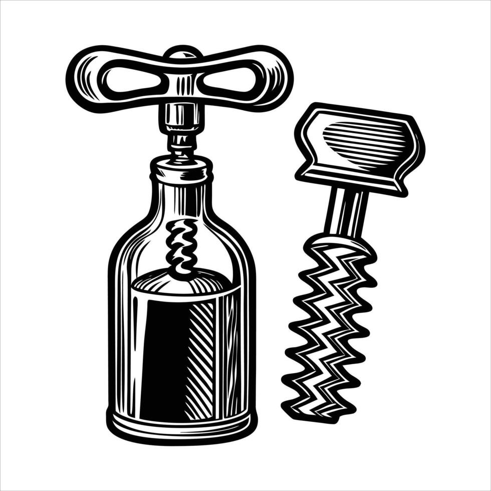 Corkscrew Wine concept vector