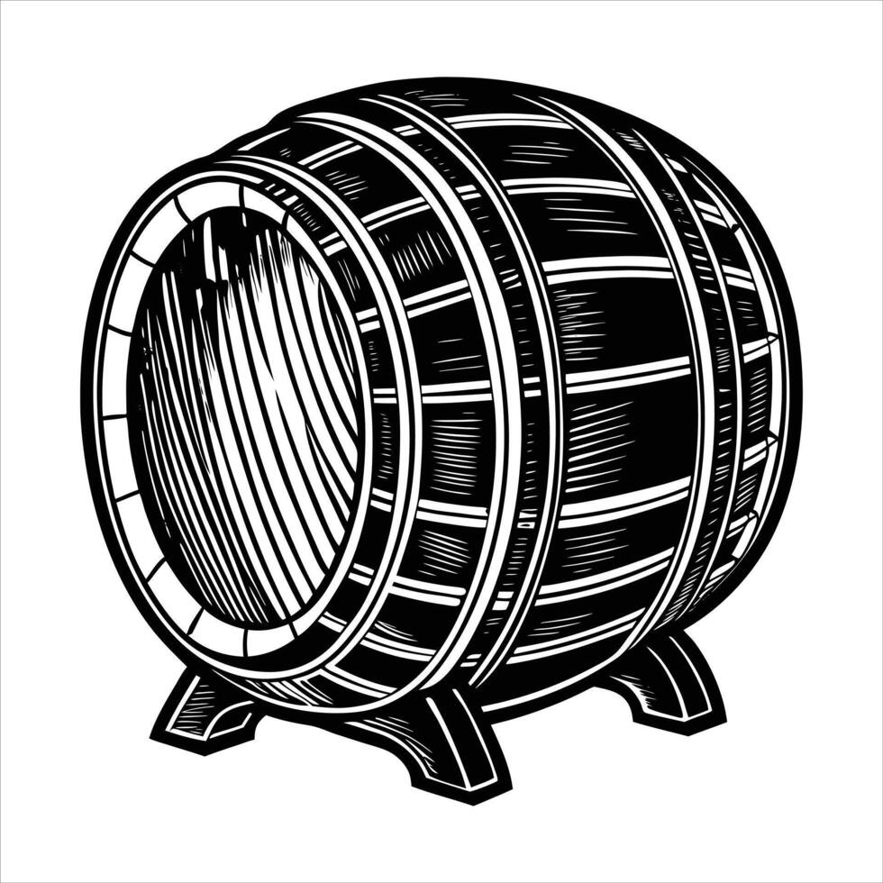 Old wooden barrel with tap vector