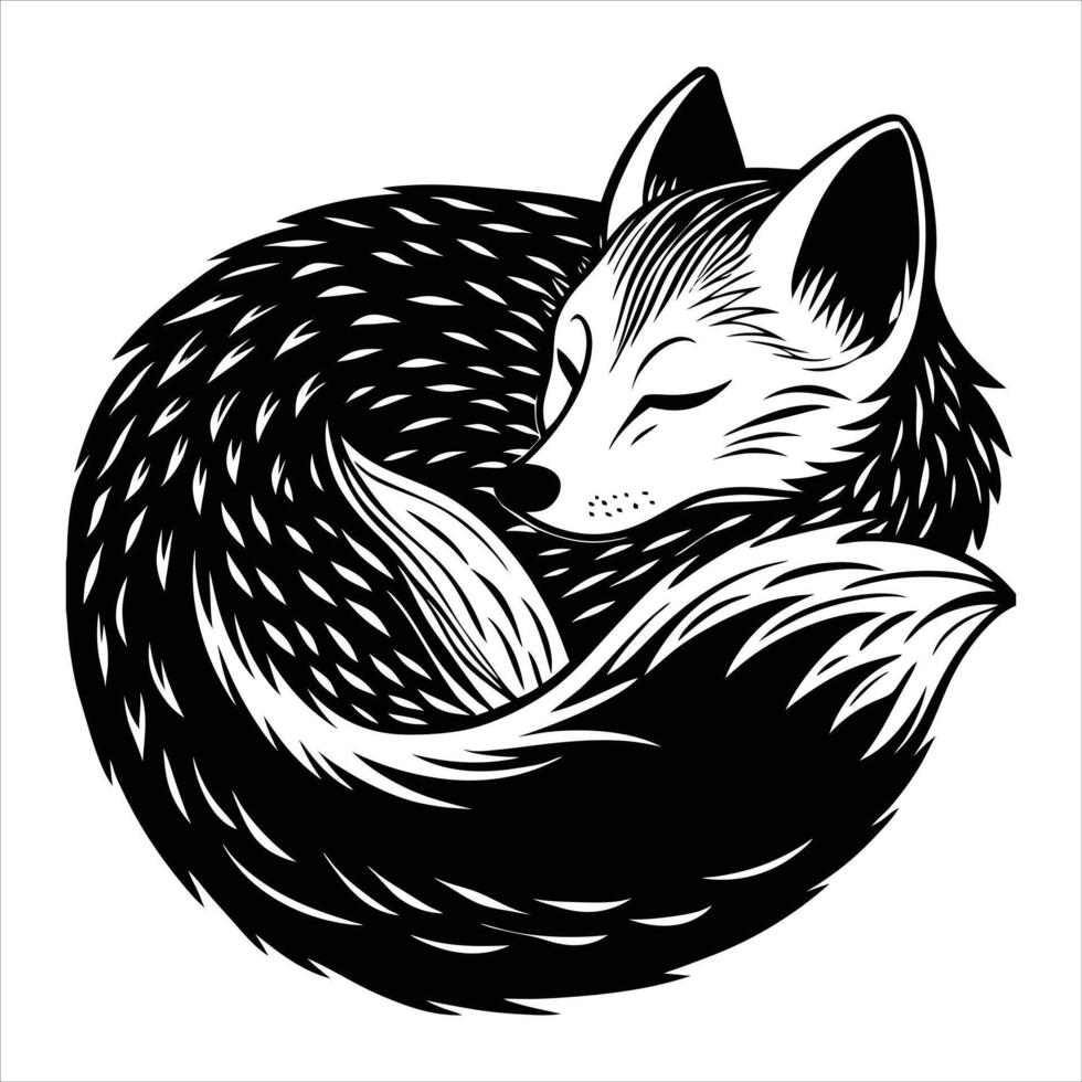 A beautiful arctic fox sleeping. vector