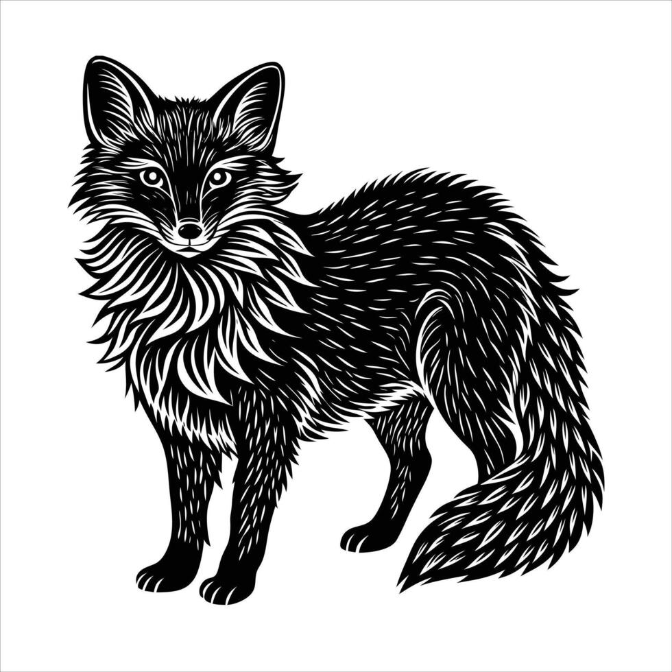 Arctic Fox Silhouette. vector