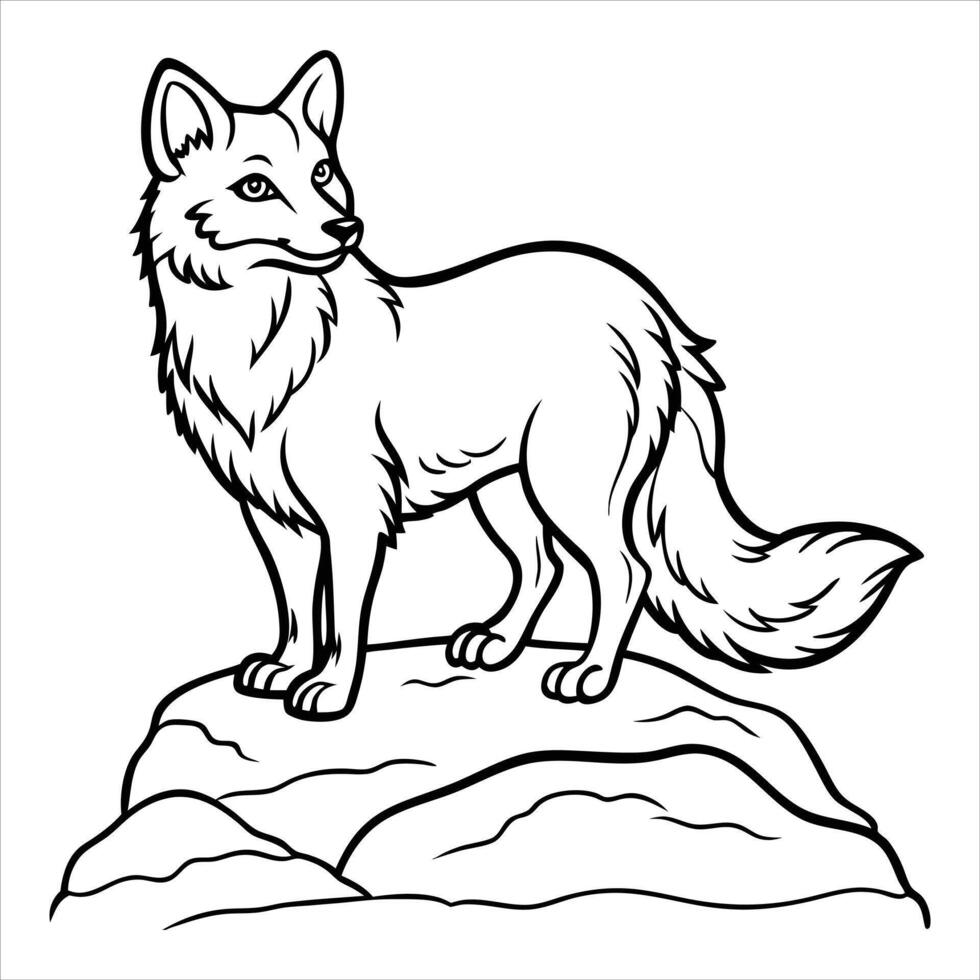Majestic Arctic Fox Resting on Iceberg. vector