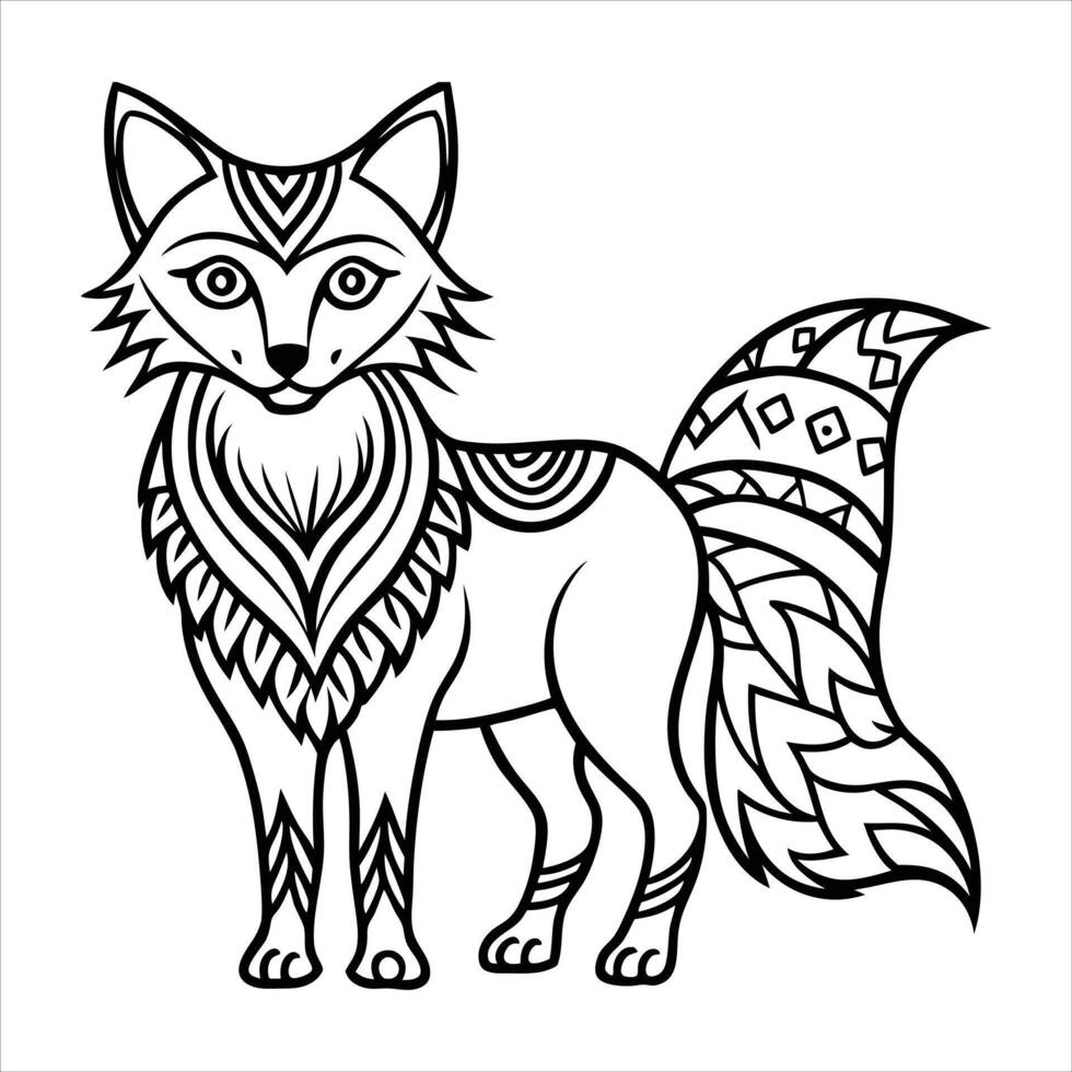Fox silhouette in animal ethnic polynesia tribal vector