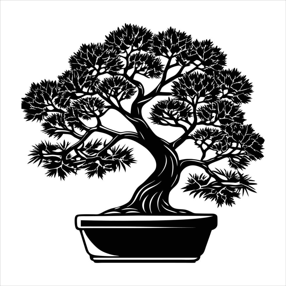 Simple Bonsai Tree Silhouette vector