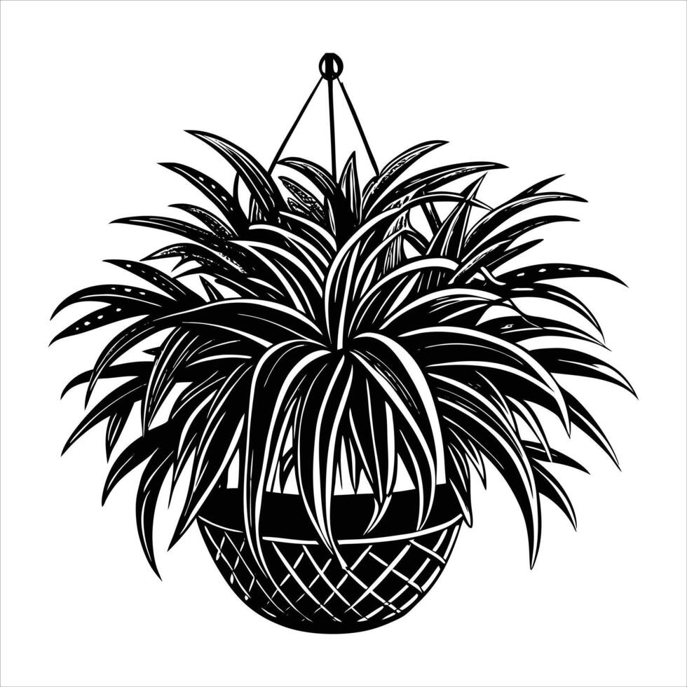 Black Potted Plant With vector