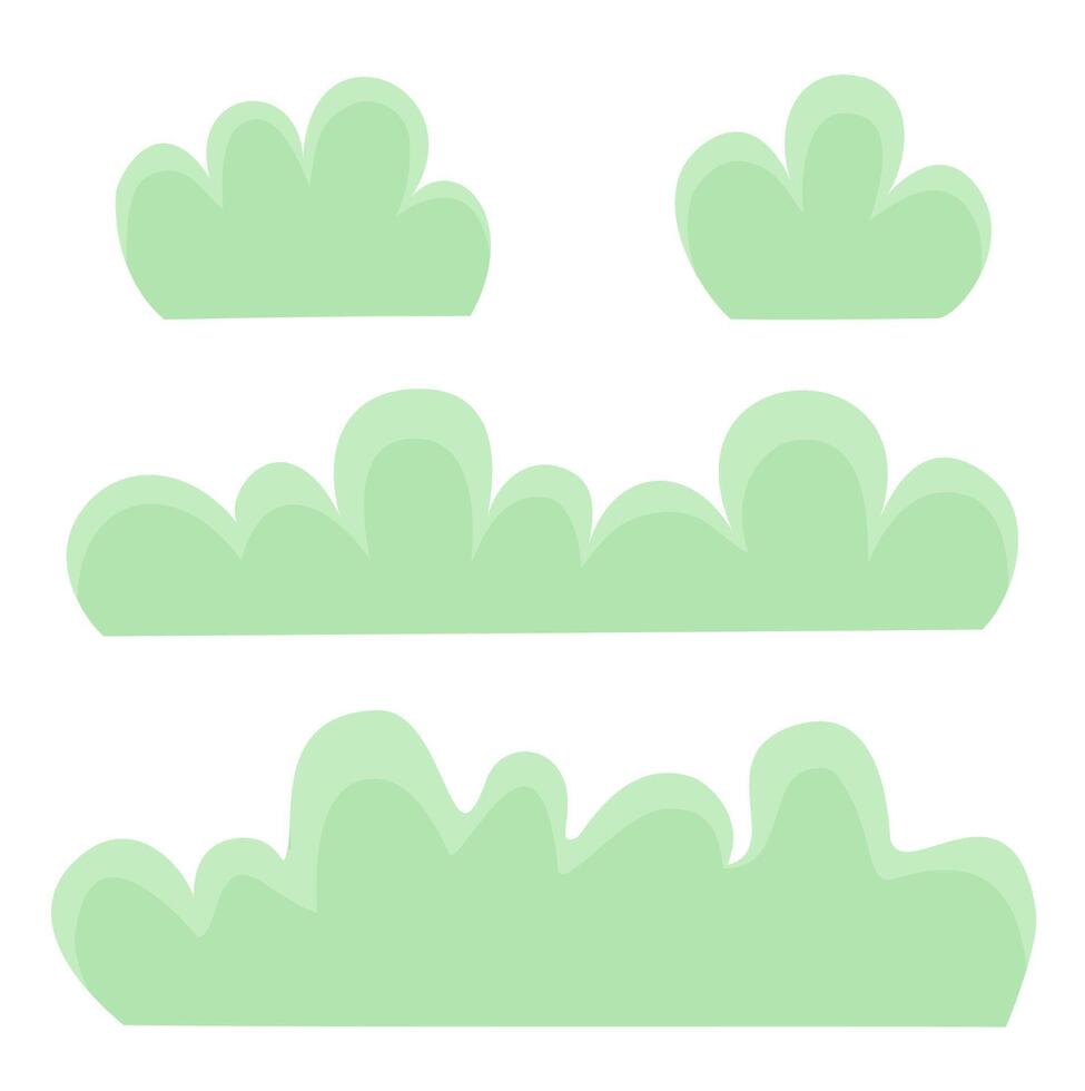 Green bushes. Cartoon forest and park shrubbery vector