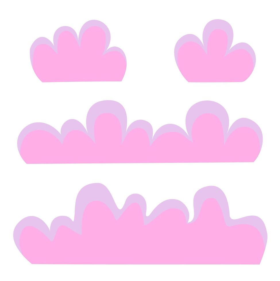 pink bushes. Cartoon forest and park shrubbery vector