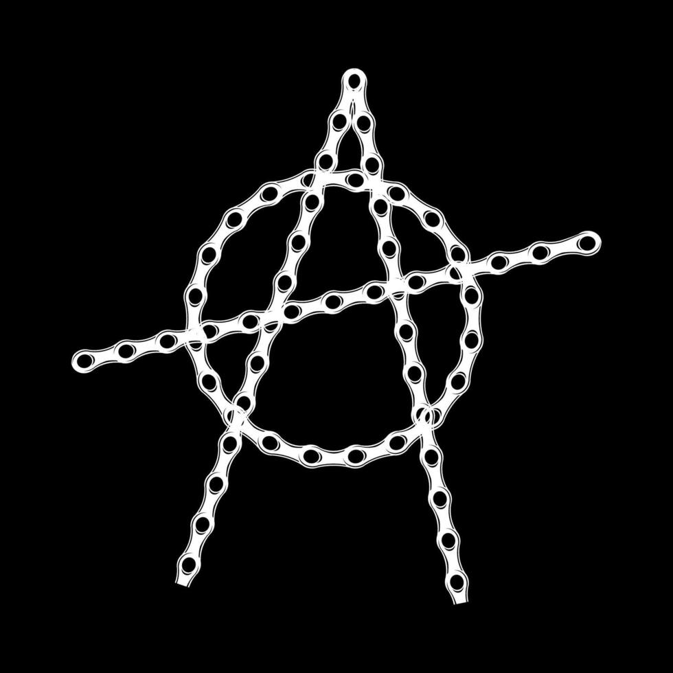 chain in the shape of the anarchy logo on a black background vector