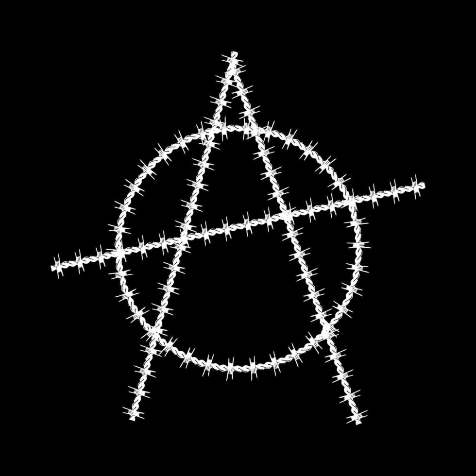 anarcy logo made of white wires on a black background vector