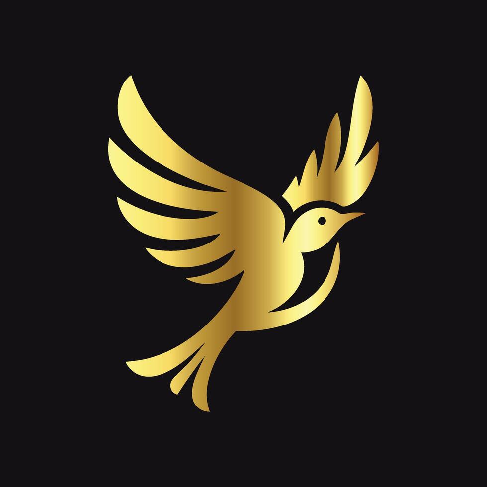 Trendy Gold Bird Silhouette Design vector