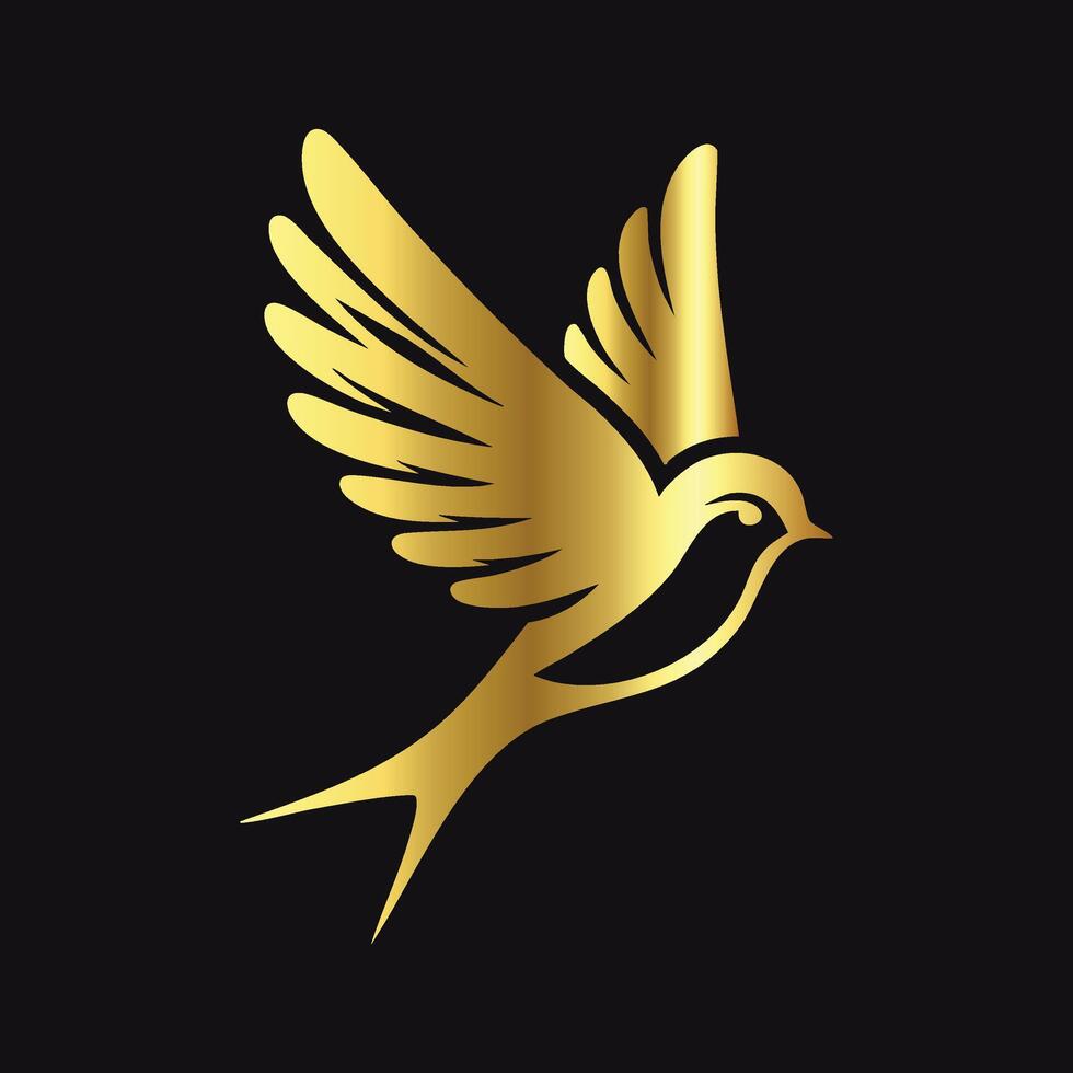 Modern Gold Bird Graphic vector