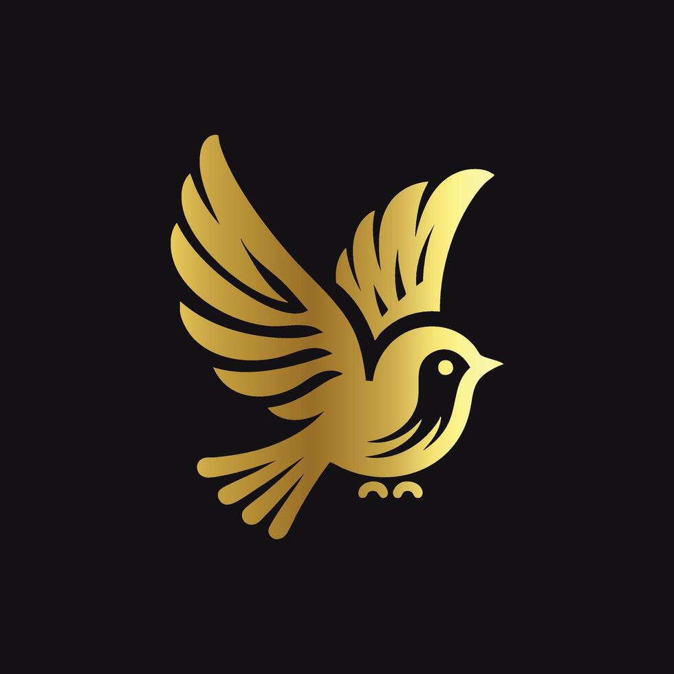 Minimalist Gold Bird Silhouette vector