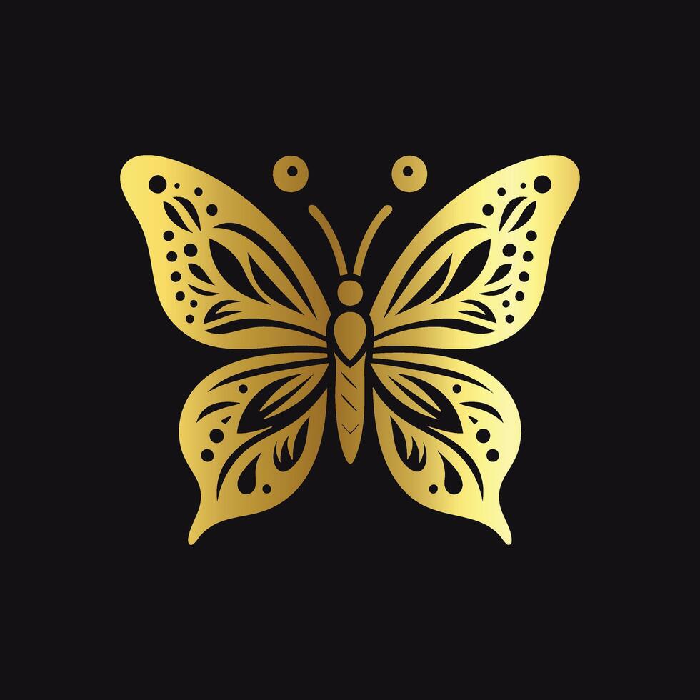 Stylish Gold Butterfly Emblem vector