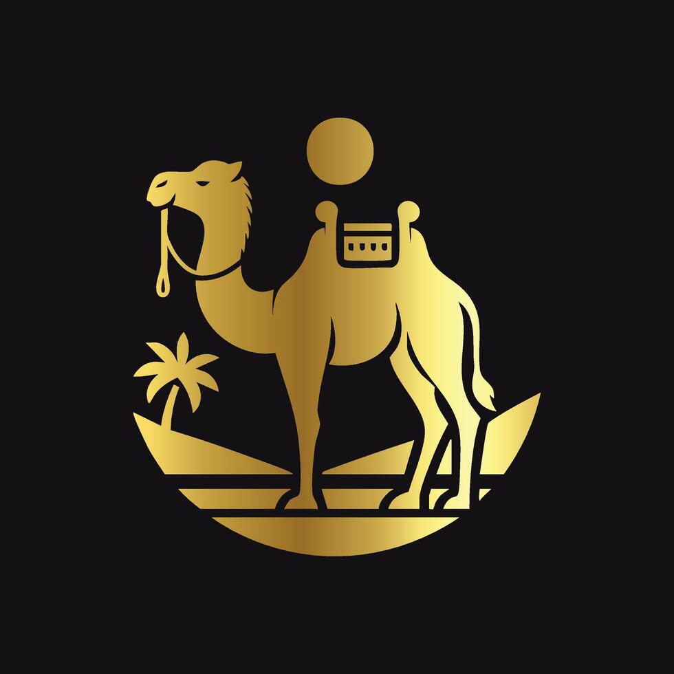 Chic Gold Camel Outline Illustration vector