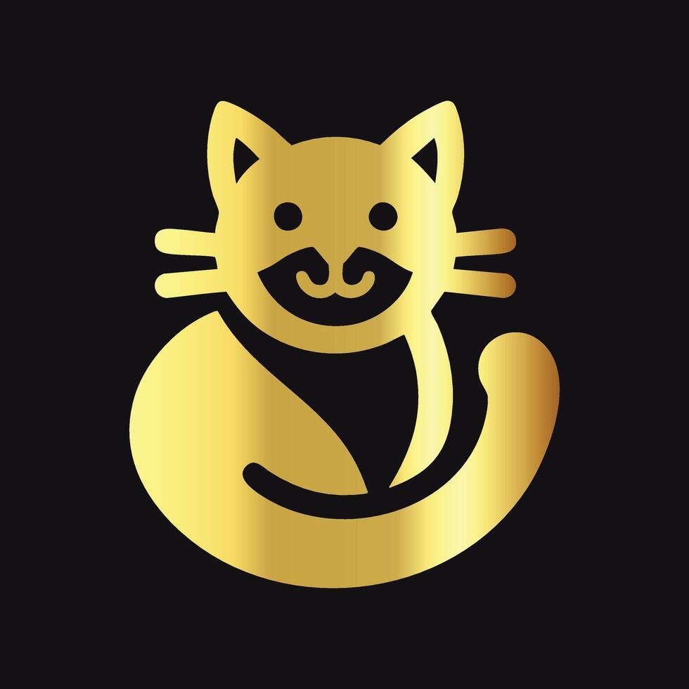 High-End Gold Cat Silhouette vector