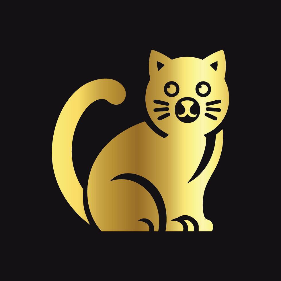 Modern Gold Cat Graphic vector