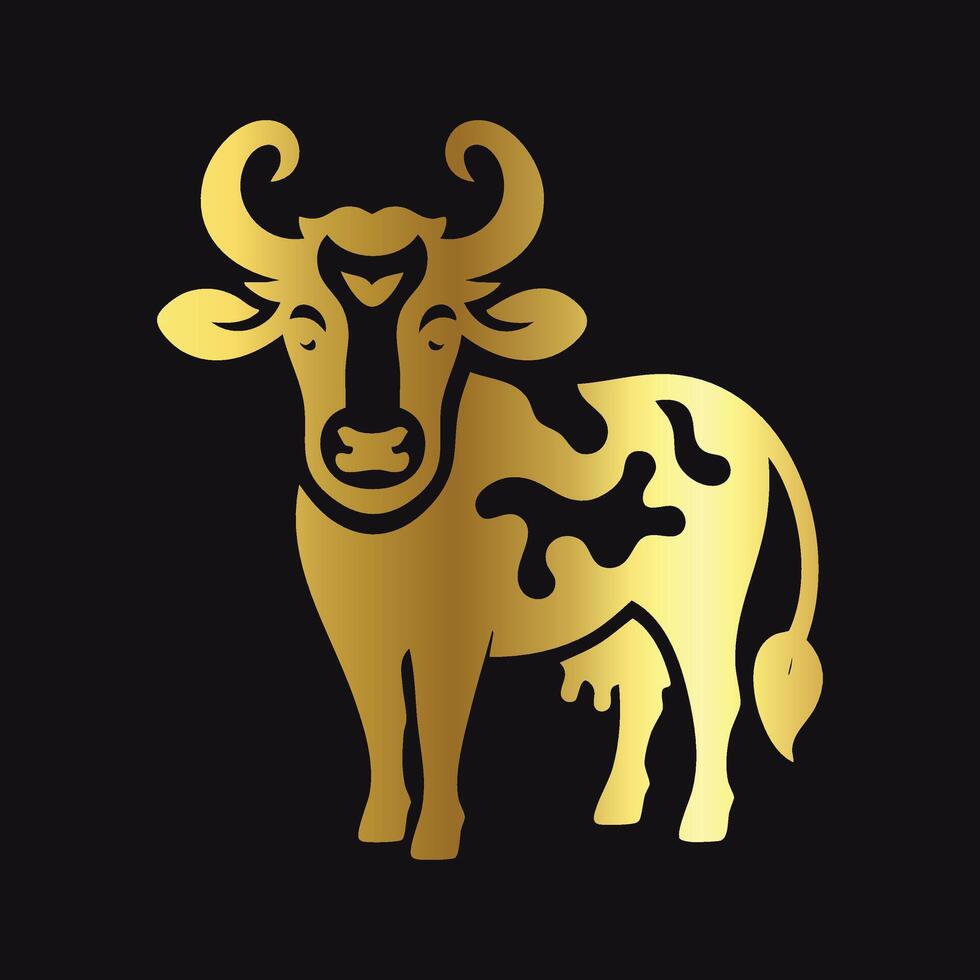 Sophisticated Gold Cow Symbol vector