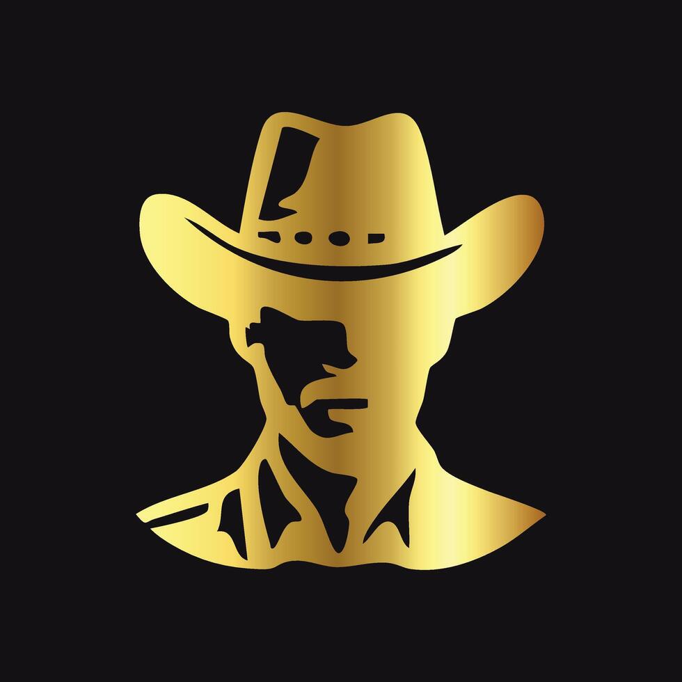 Golden Cowboy Silhouette with Curly Tail vector