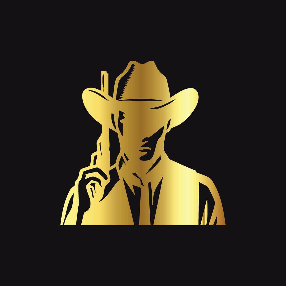 Unique Gold Cowboy Badge Design vector