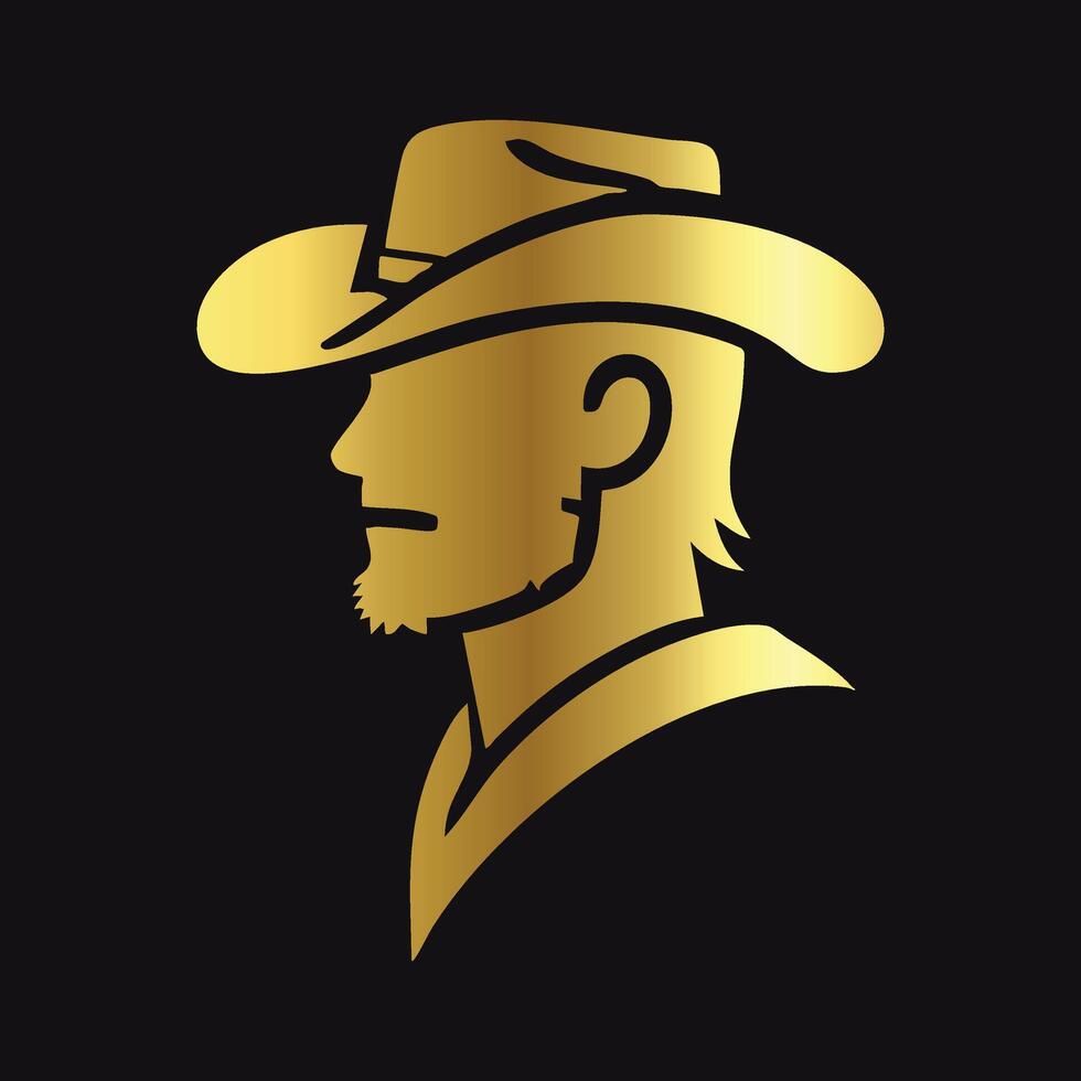 Elegant Gold Cowboy Silhouette Icon vector