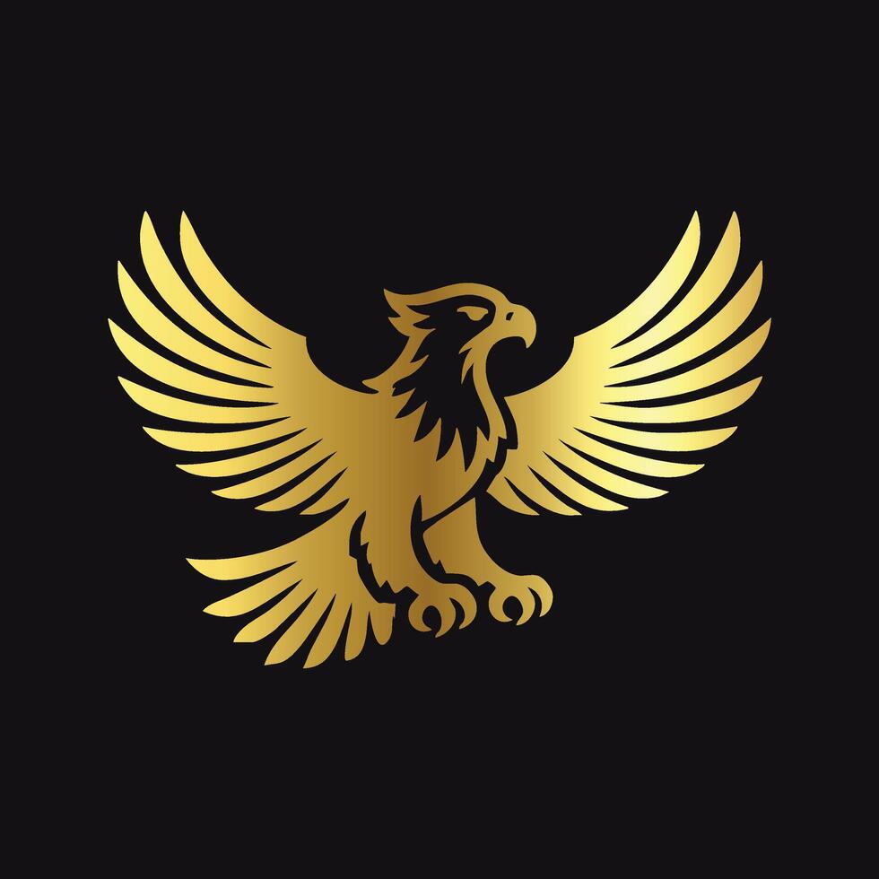 Gold Eagle Silhouette on Black Background vector