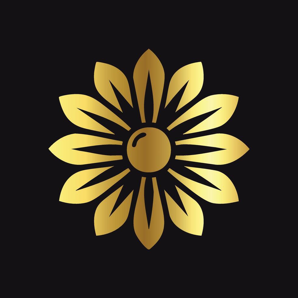 Stylish Gold Floral Emblem vector