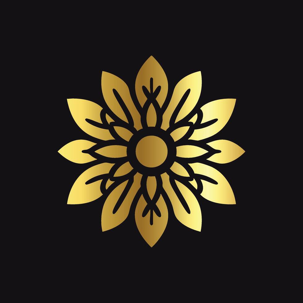 Elegant Gold Flower Silhouette Icon vector