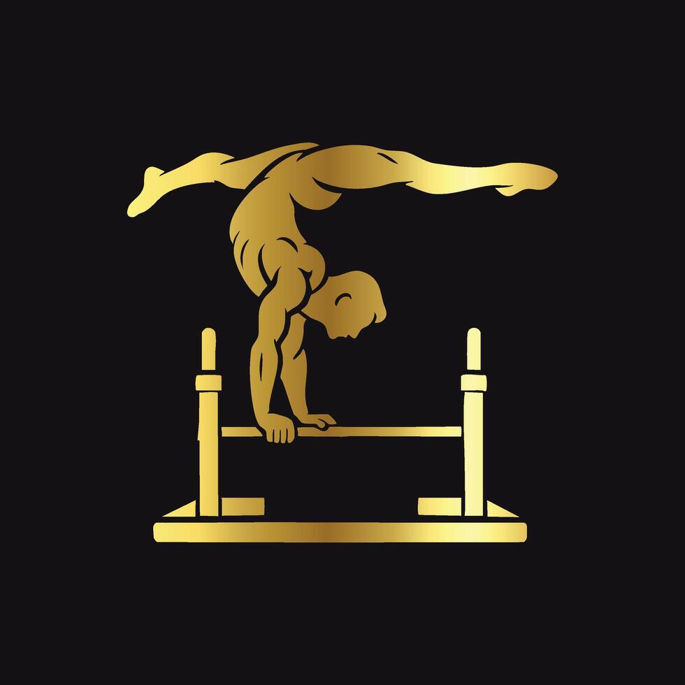 Stylish Gold Gymnast Emblem vector