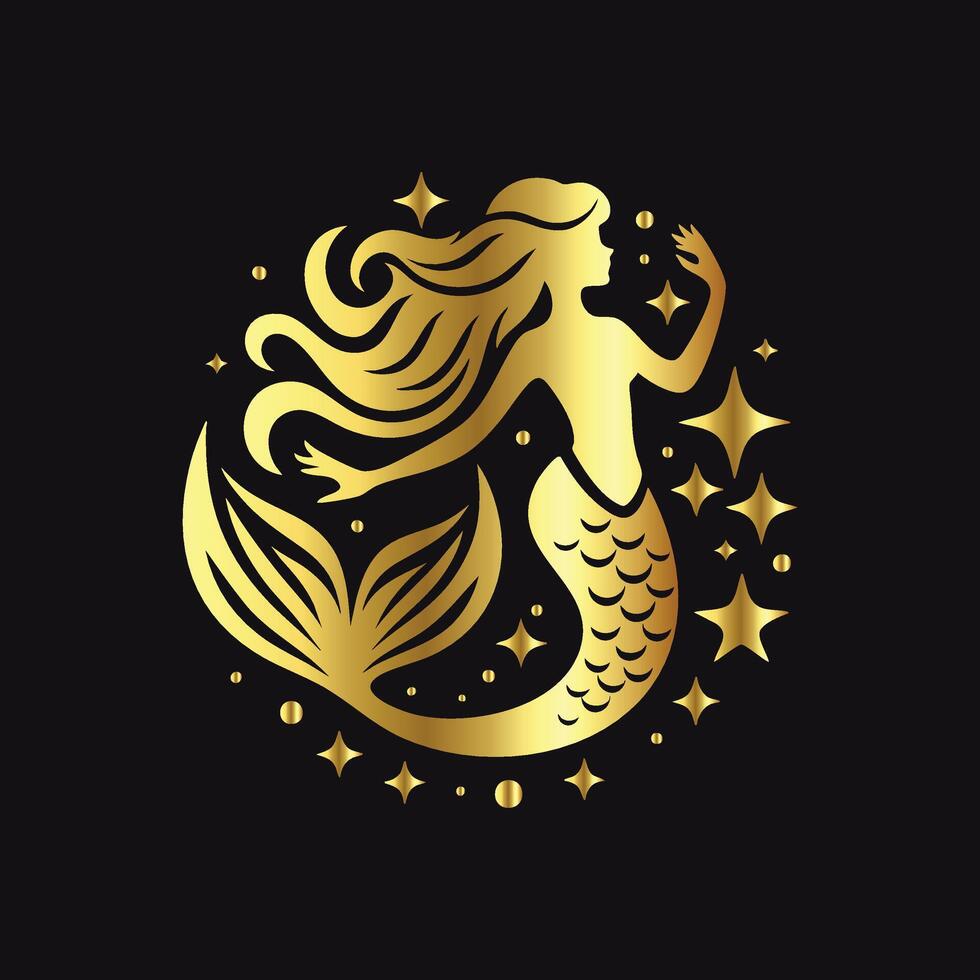 Gold Silhouette of a Mermaid vector