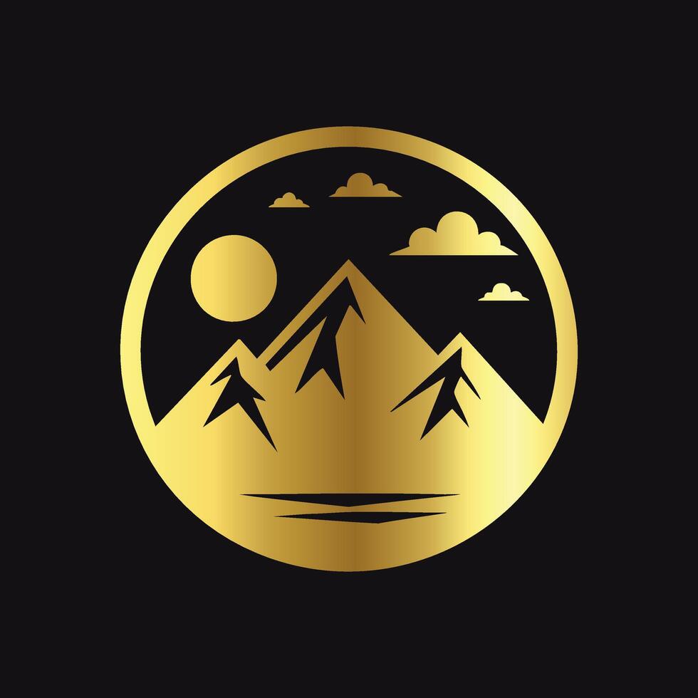 Golden Mountain Icon Design vector