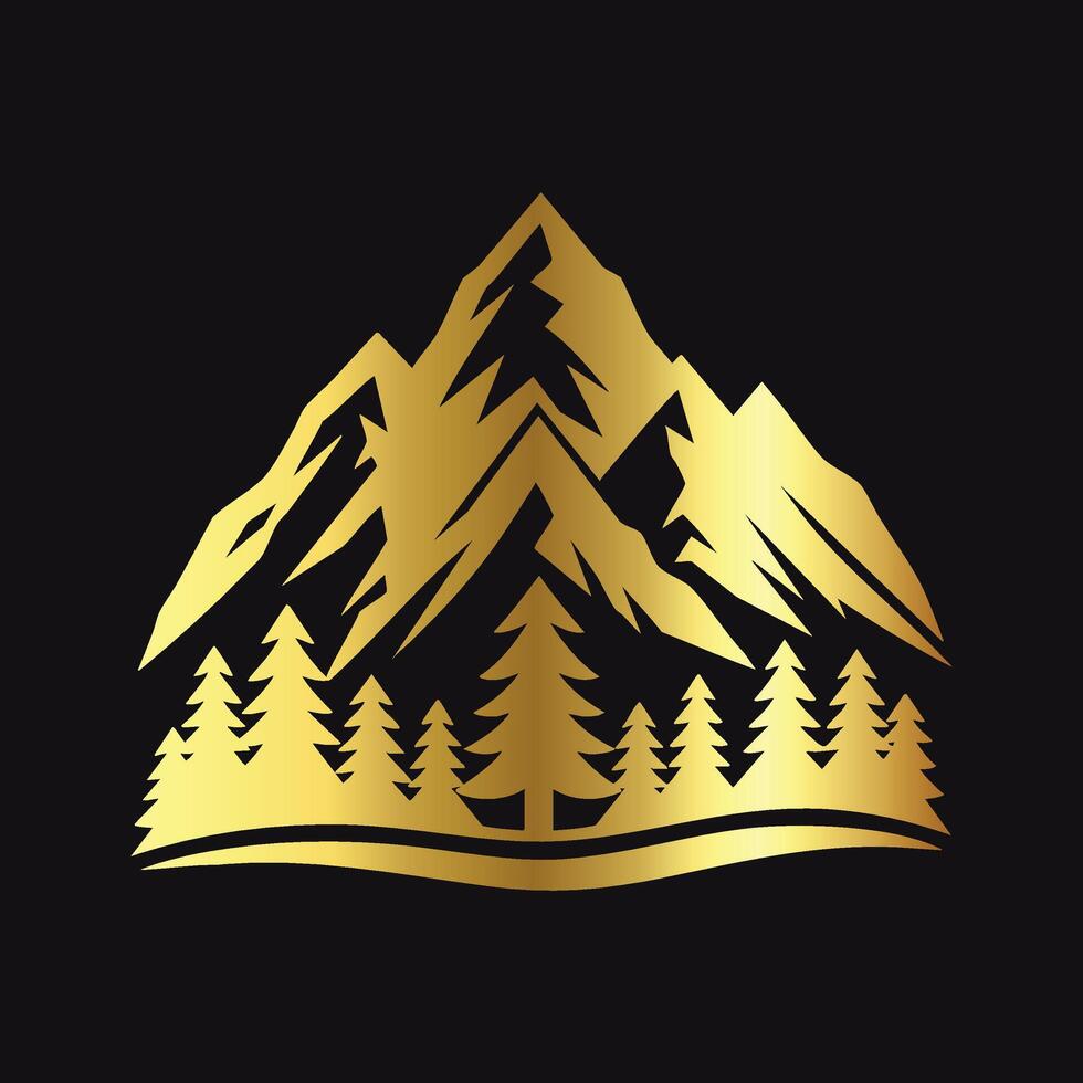 Golden Mountain Logo Template vector