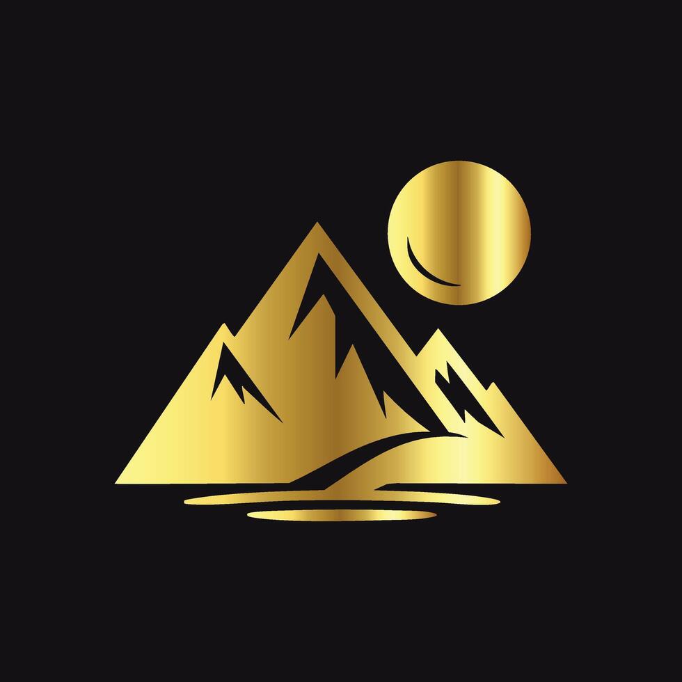 Golden Mountain Silhouette with Elegant Design vector