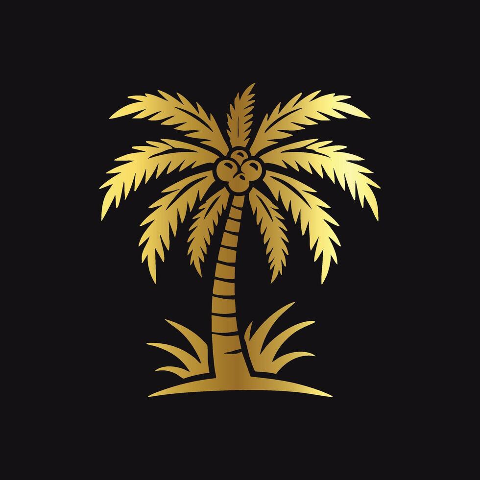 Golden Palm Tree Silhouette with Elegant Design vector