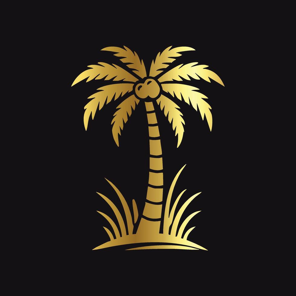 Modern Gold Palm Tree Graphic vector