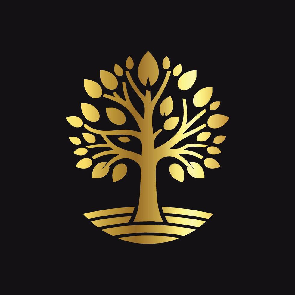 Stylish Gold Tree Emblem vector