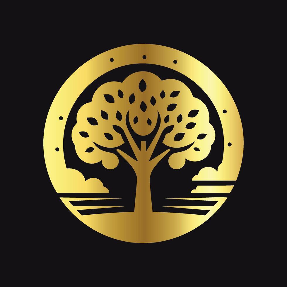 Modern Gold Tree Graphic vector